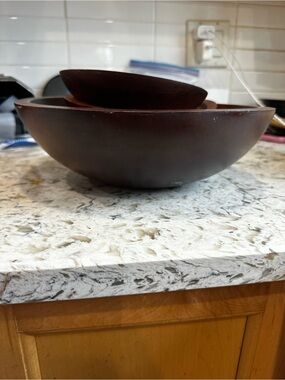 Set of Dark Brown Wooden Decorative Bowls